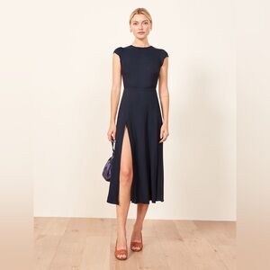 Reformation Gavin Dress in Navy Blue